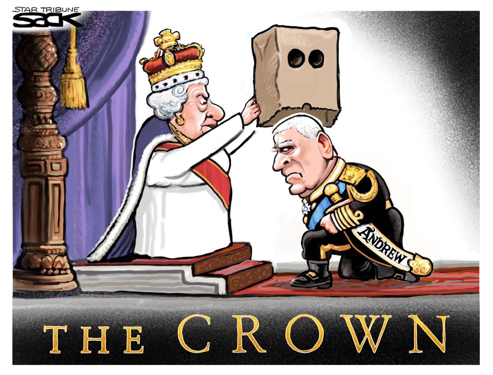 Syndicated Cartoon: Prince Andrew Bagged by Steve Sack